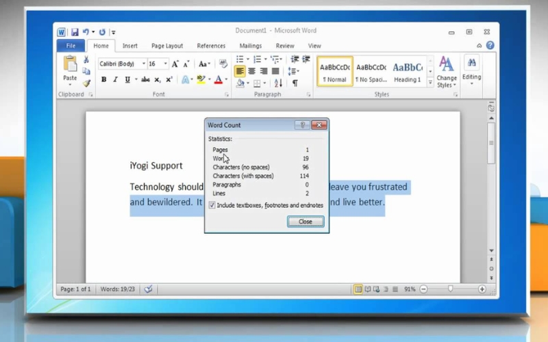 Word Count là tính năng gì
