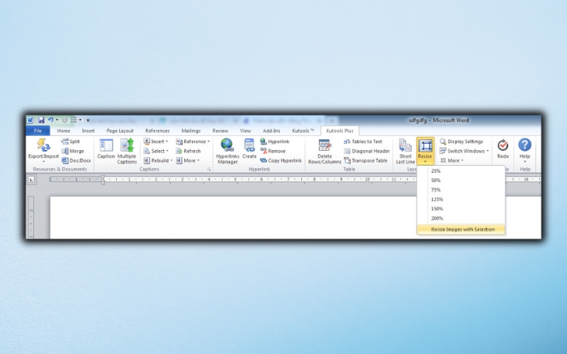 nhấp vào Kutools Plus > Resize