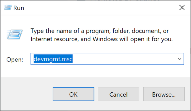 chạy lệnh devmgmt.msc để mở Device Manager