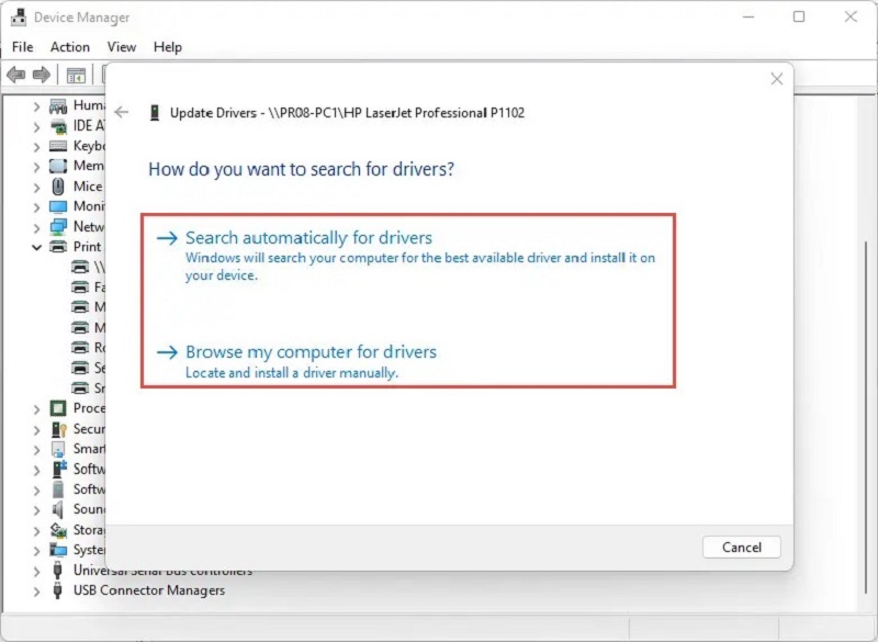 chọn Search automatically for drivers