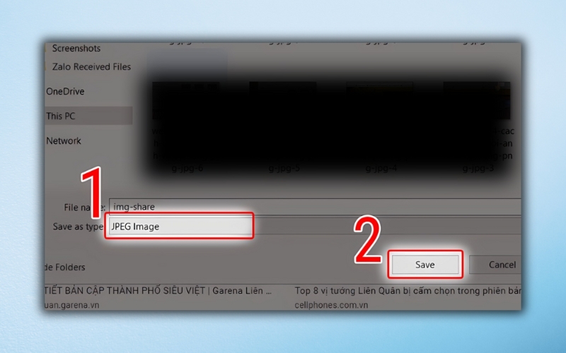 lưu ảnh ở định dạng JPG hoặc PNG