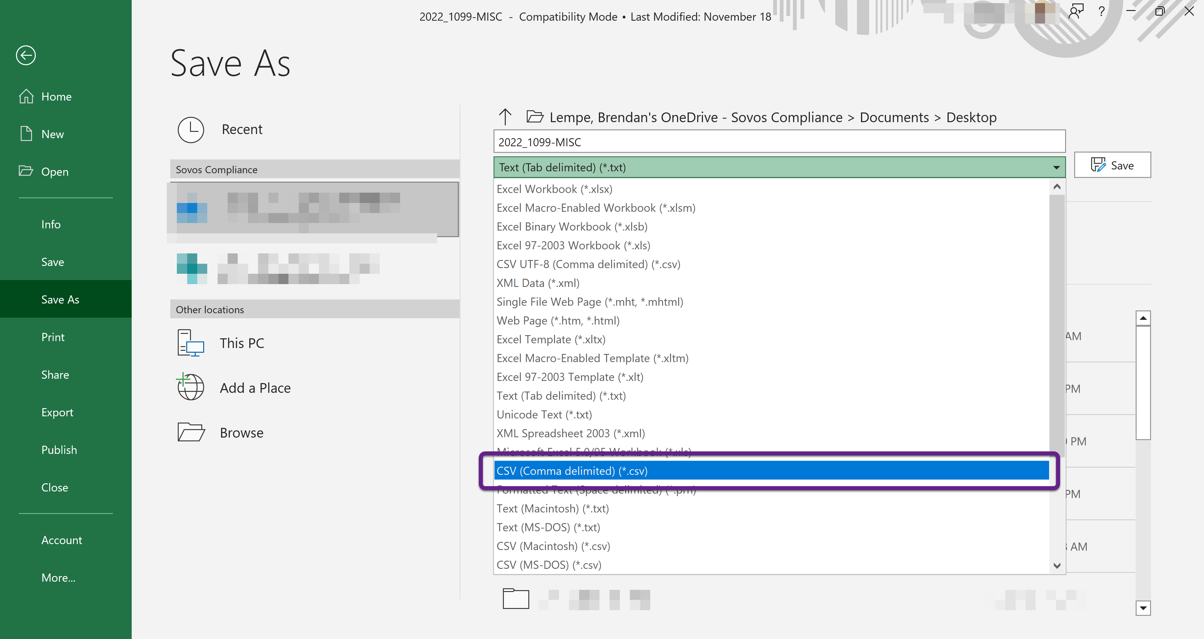 Lưu file bằng định dạng khác (xlsx, xls, csv)