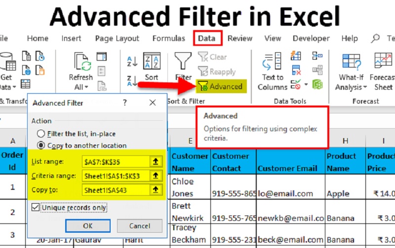Advanced Filter trong Excel