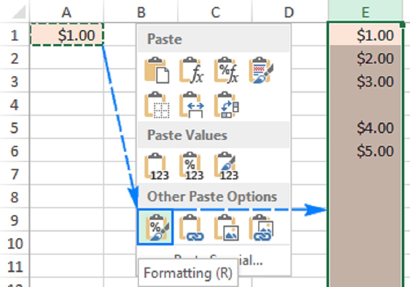 Excel sẽ hiển thị xem trước định dạng mới