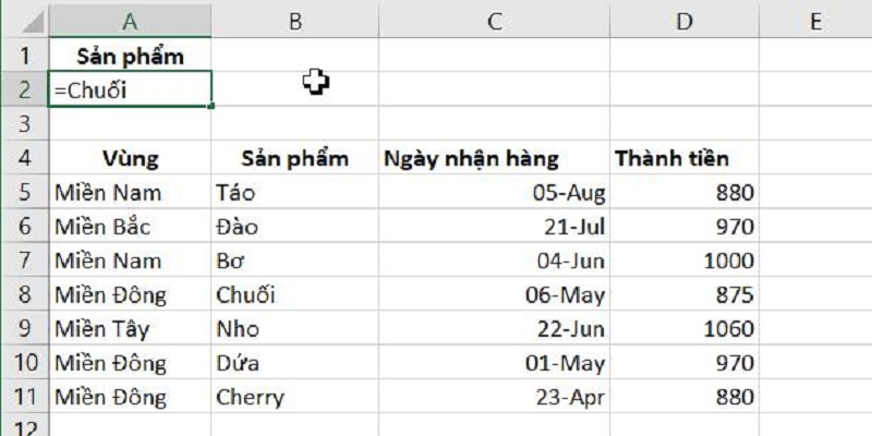 Lọc chính xác nội dung văn bản bằng Advanced Filter