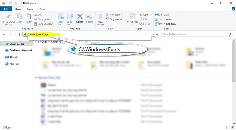 mở thư mục Fonts trong ổ đĩa C