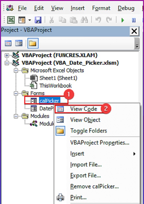 nhấp chuột phải vào UserForm thứ hai và chọn View Code.