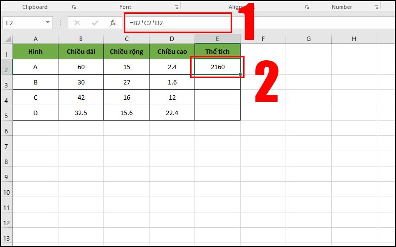 phép nhân 2 cột trong Excel với địa chỉ ô