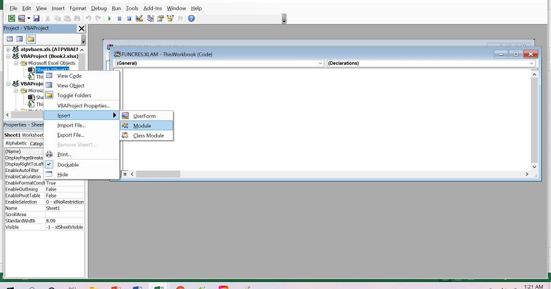 tạo module mới trong VBA Excel