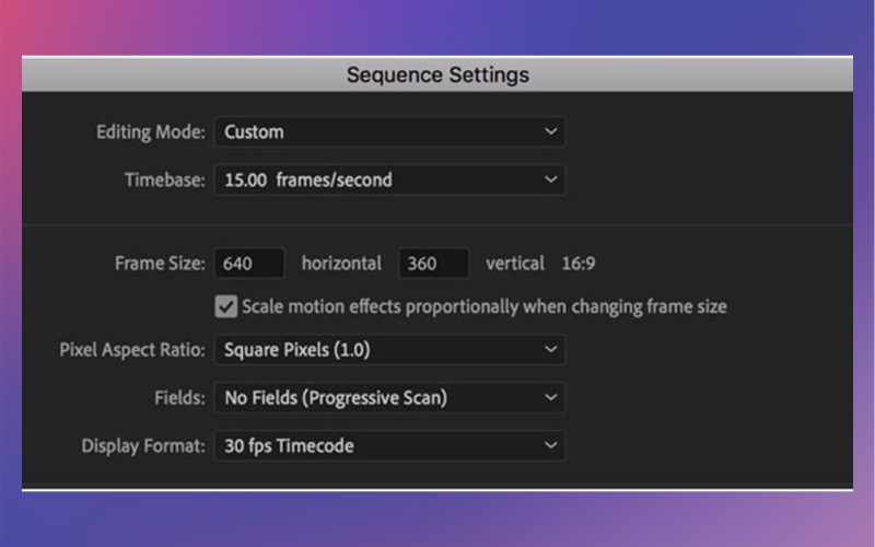 thiết lập Sequence phù hợp