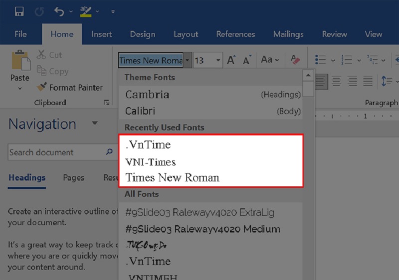 Đồng bộ font chữ với bảng mã