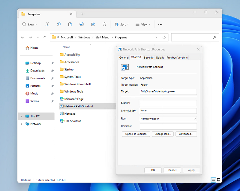 Kiểm tra lại đường dẫn của shortcut