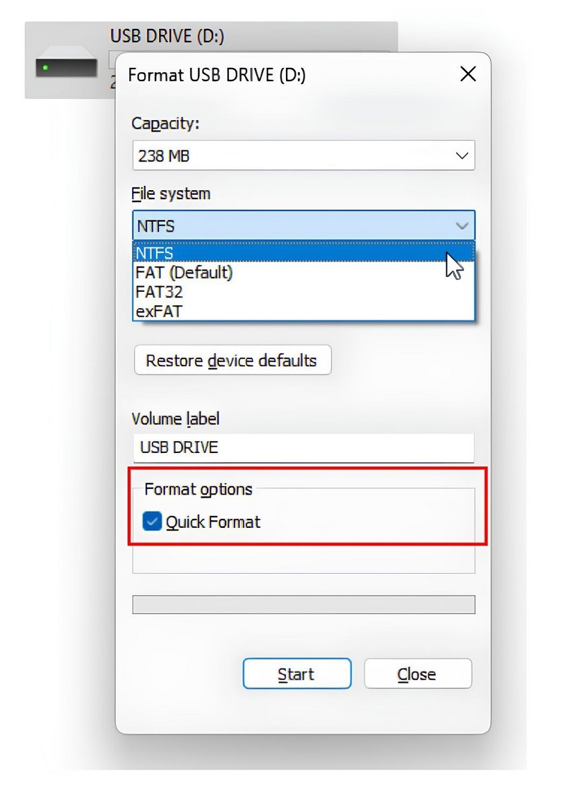 Sao chép dữ liệu và định dạng lại USB nếu lỗi nặng