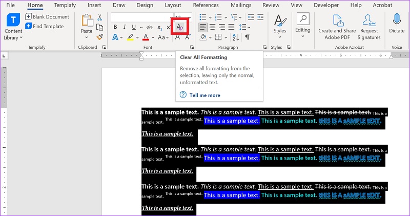 Xóa toàn bộ định dạng trong tài liệu Word