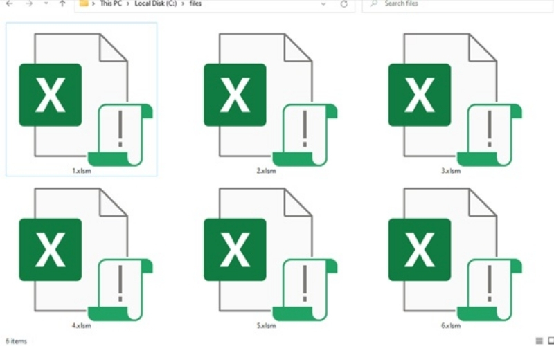 Biểu tượng file Excel có dấu chấm than là lỗi gì