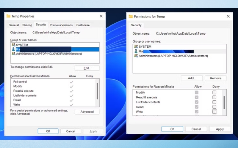 Cấp lại quyền truy cập thư mục cho Word
