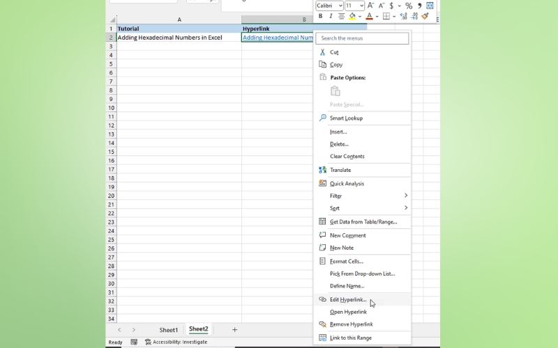 chọn Edit Hyperlink