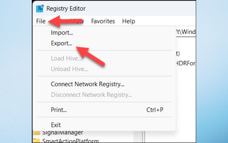 nhấn File → Export