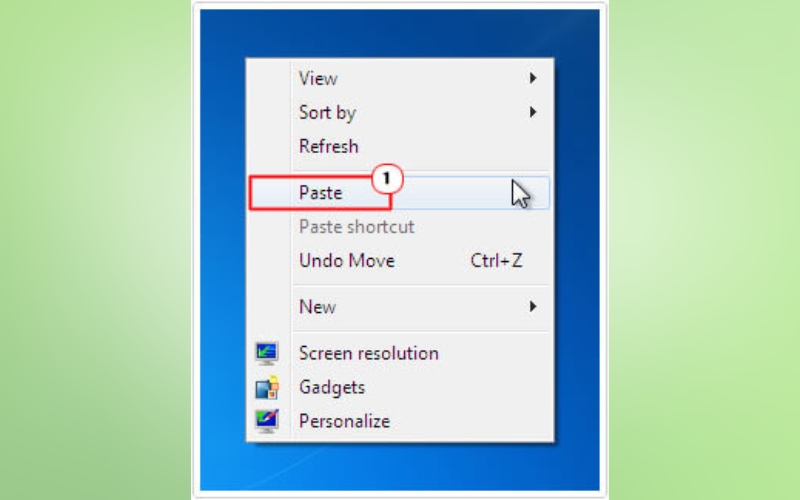 nhấp chuột phải và chọn Paste