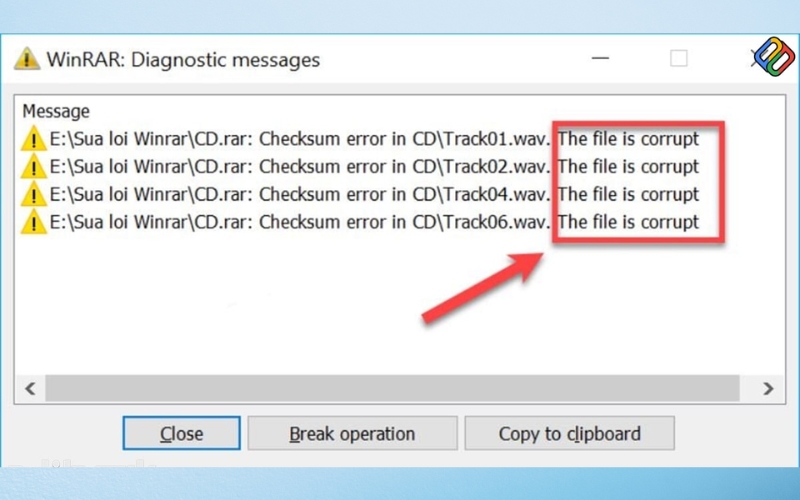 File part bị lỗi hoặc bị hỏng