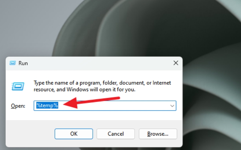 Truy cập trực tiếp vào thư mục Temp