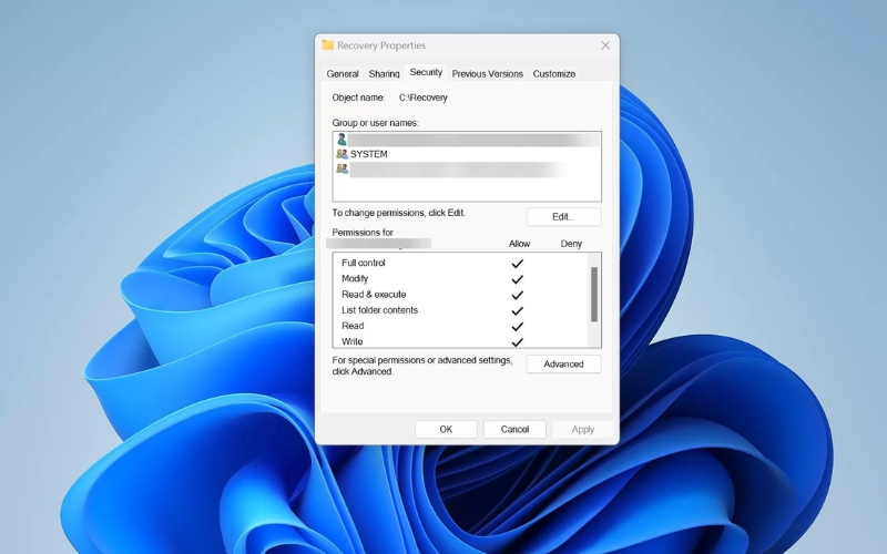 Kiểm tra và cấp quyền cho thư mục lưu file