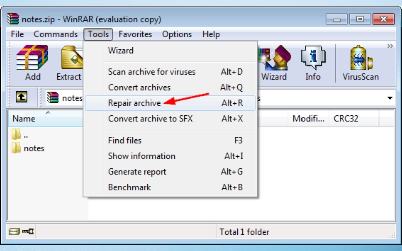 Kiểm tra và sửa lỗi file nén