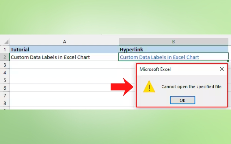 Lỗi Cannot open the specified file hyperlink trong Excel là gì
