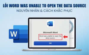 lỗi Word was unable to open the data source