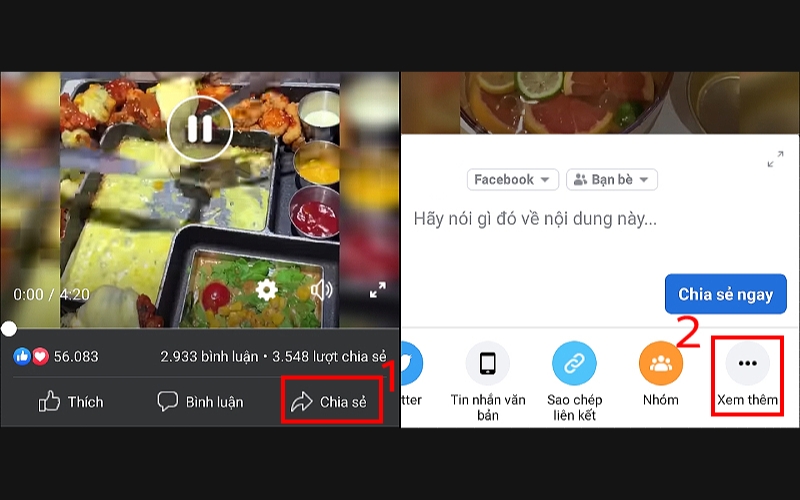 nhấn Chia sẻ và chọn Xem thêm