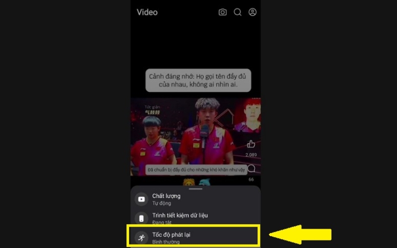 chọn Tốc độ phát lại
