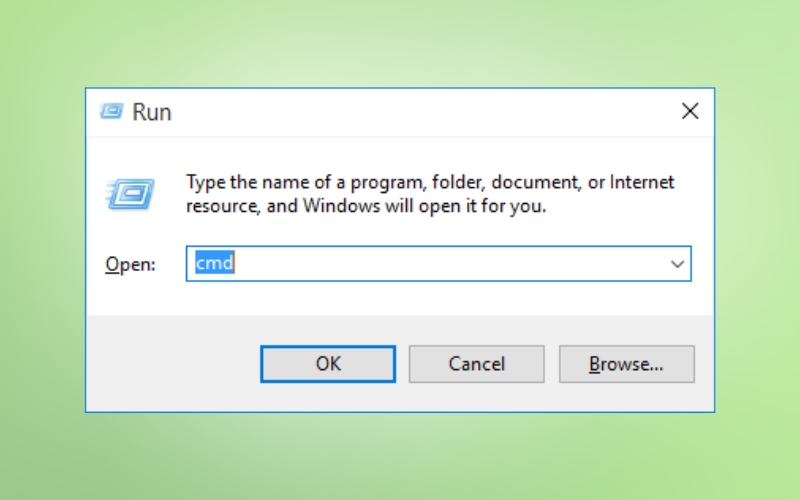 Nhập cmd và nhấn OK