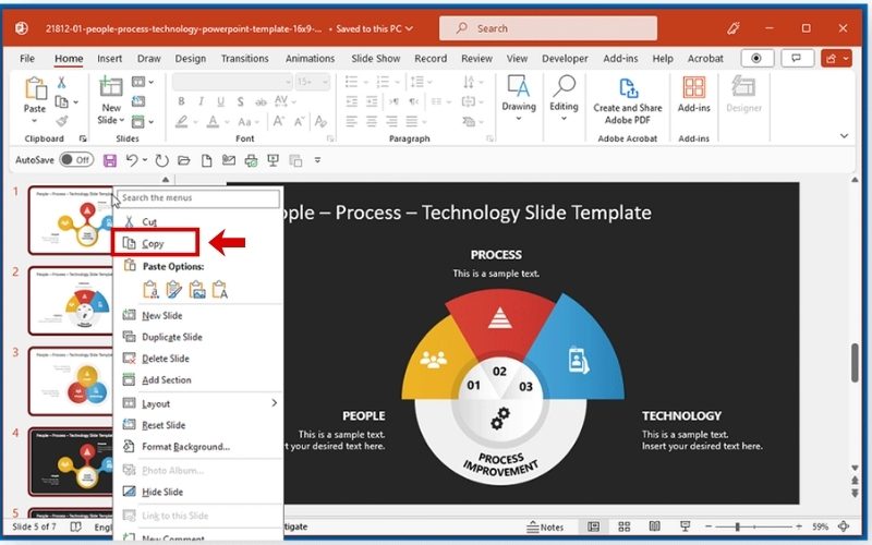 Sao chép nội dung sang file PowerPoint mới