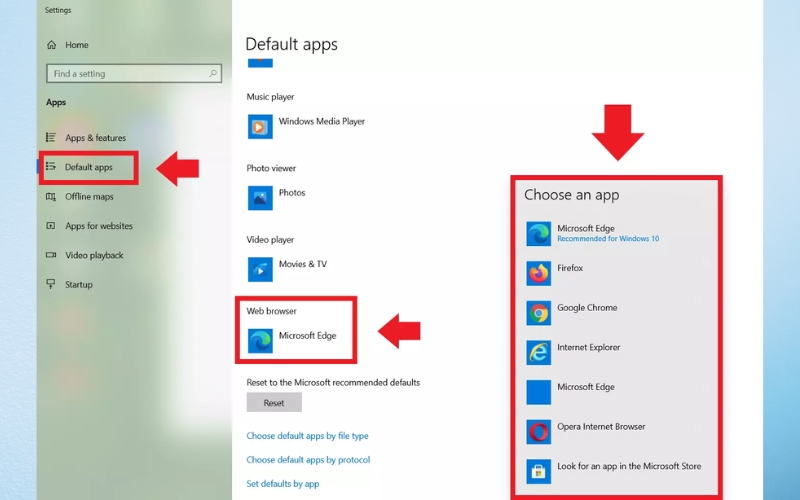 thay đổi trình duyệt mặc định
