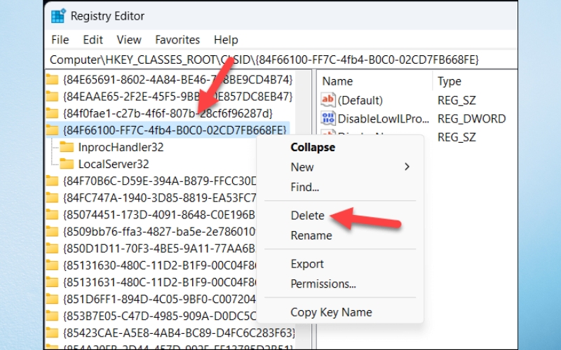 xóa khóa Registry dùng cho xem trước Word