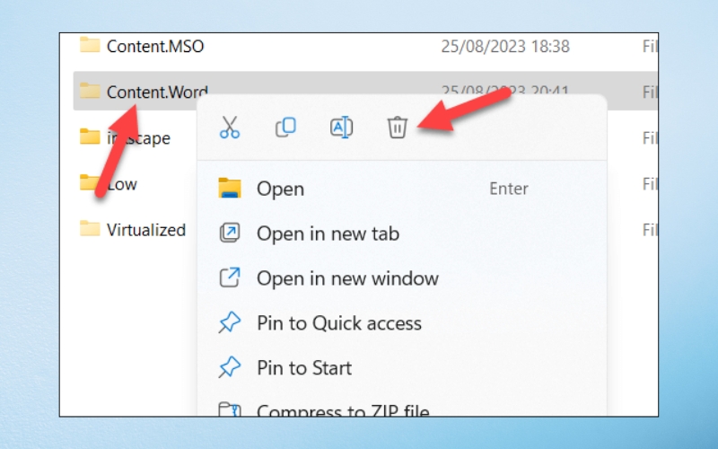 xóa thư mục Content.Word đã tồn tại